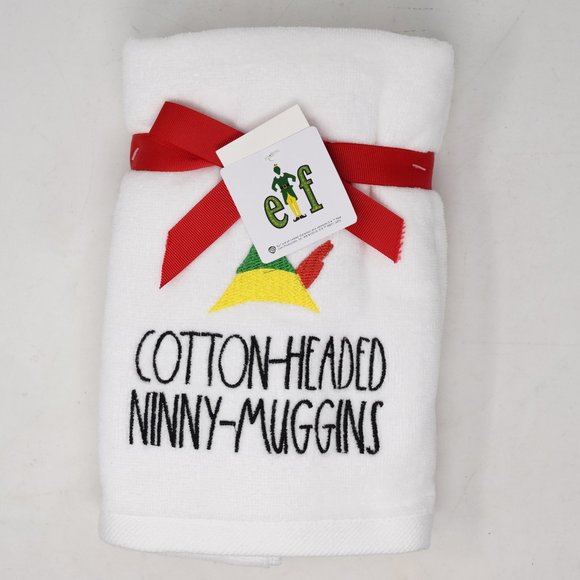 Rae Dunn Elf Cotton Headed Ninny Muggins Hand Towels Set of 2 New Cotton White - Picture 1 of 13